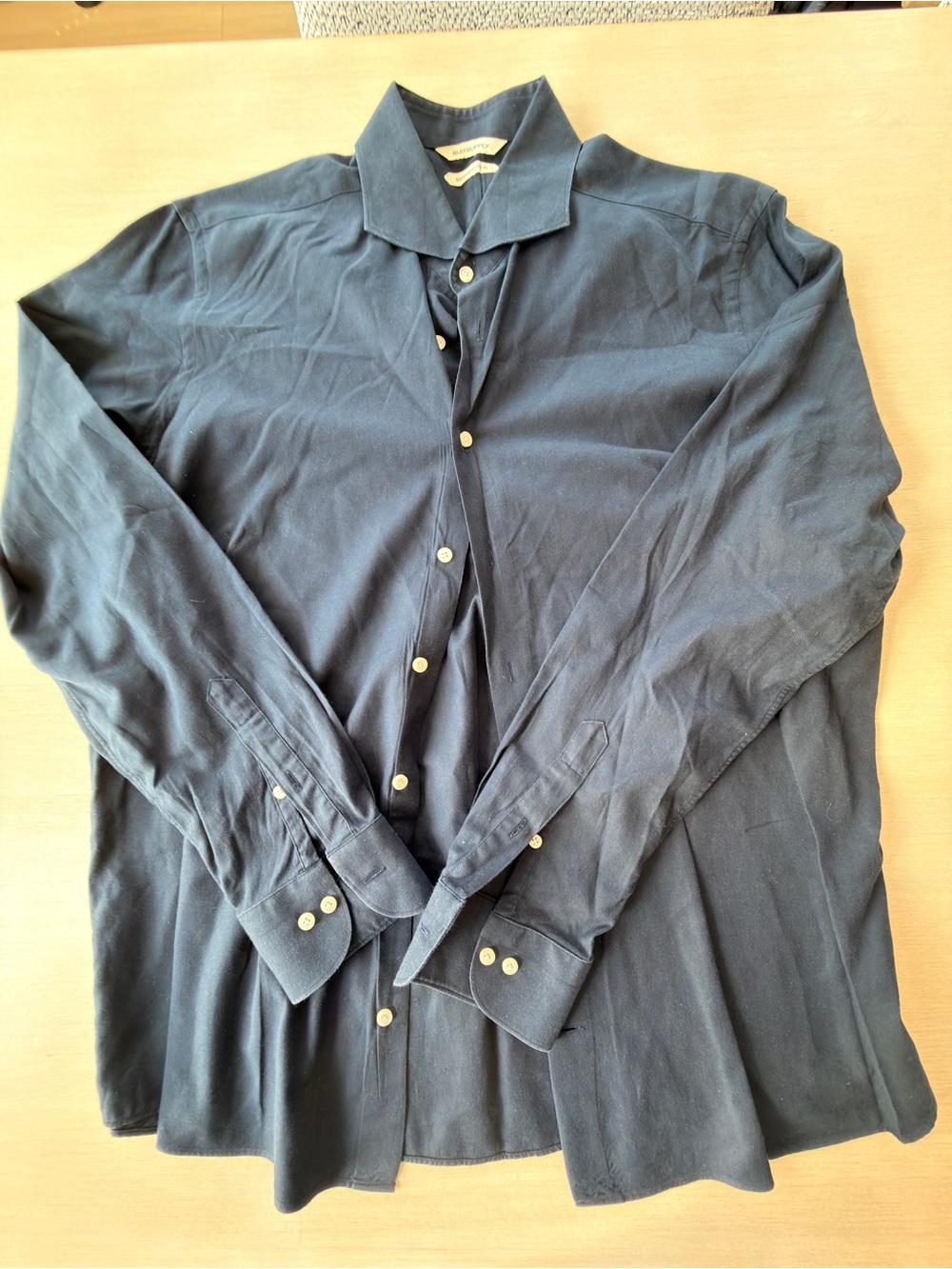 Suitsupply Navy Button-Down Long Sleeve Shirt - XL 17.5